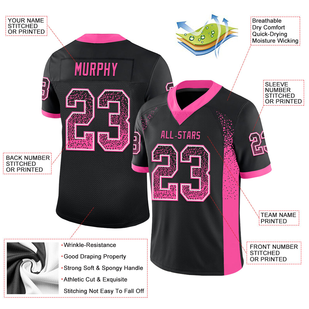 Custom Black Pink-White Drift Fashion Football Jersey - Fan Version